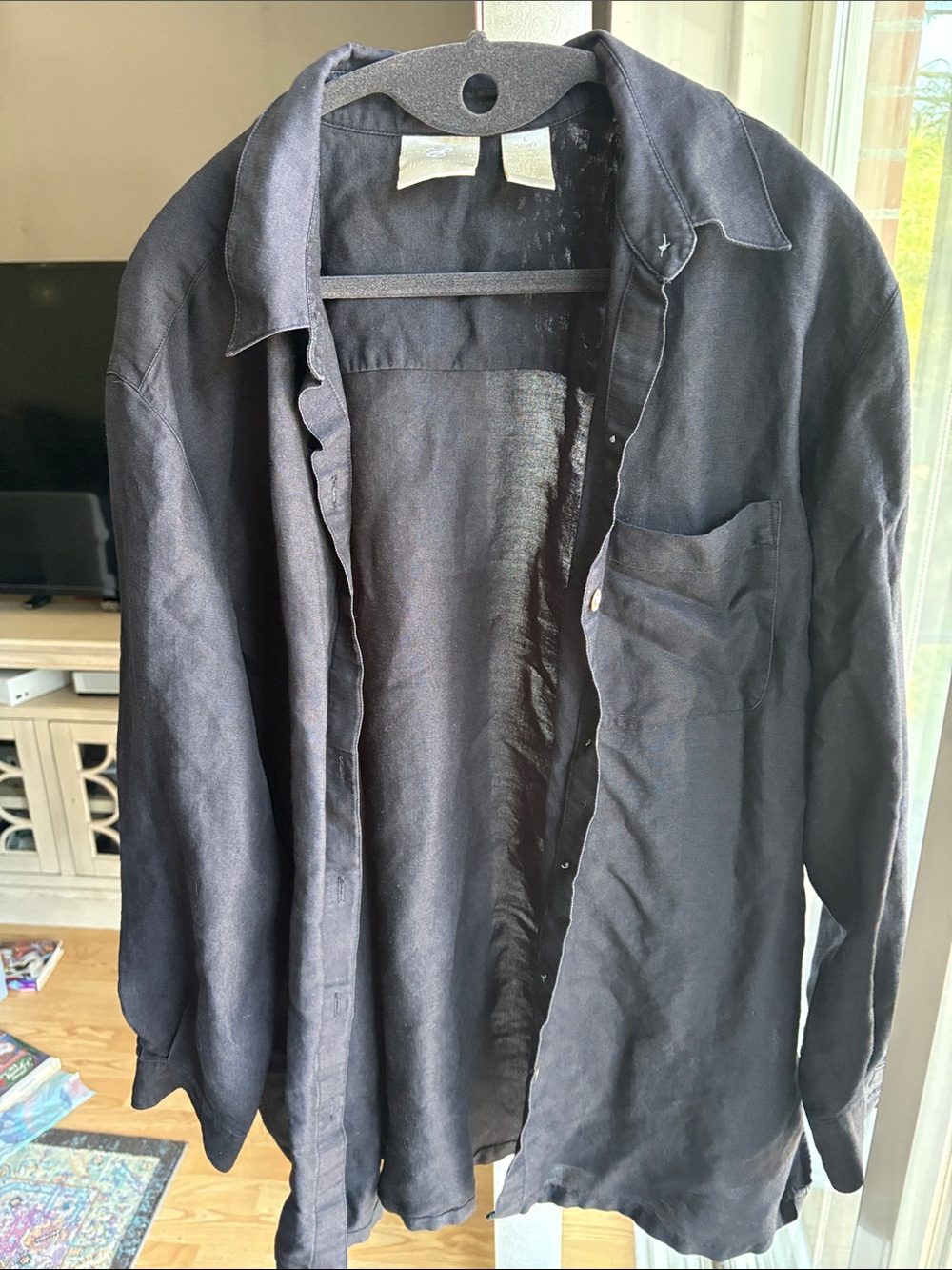 Liz Claiborne Black Lightweight Linen Shirt Jacket